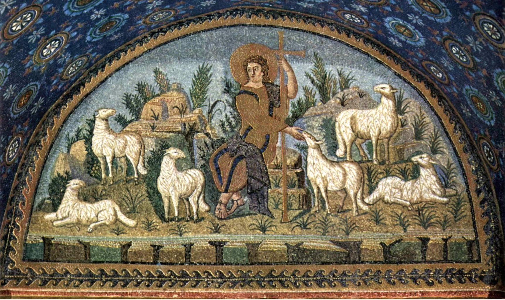 "Good Shepherd" mosaic (5th c.) - Galla Placidia Mausoleum, Ravenna, Italy